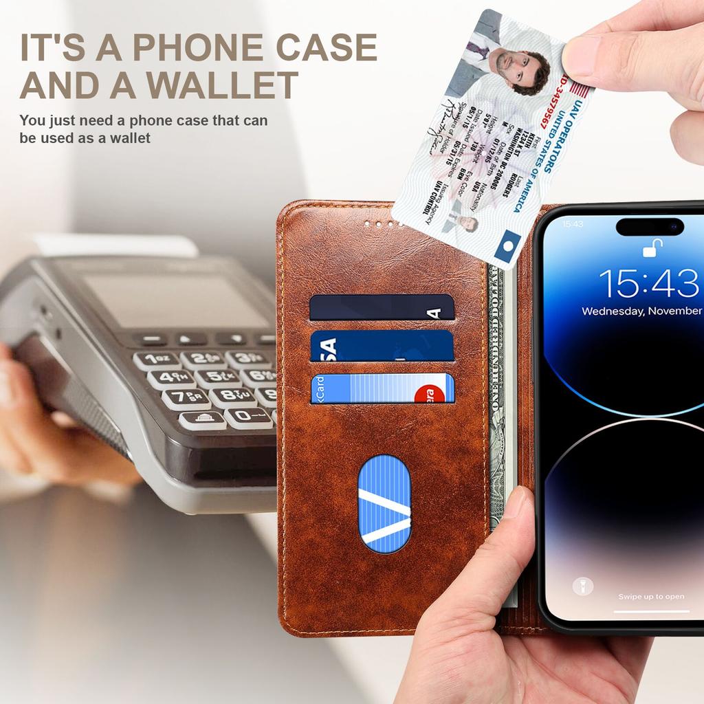 Phone Case Faux Leather Card Holder Stand Wallet Magnet Flip Cover for Galaxy S26 Ultra S25 Plus S24 S23 S22 Note20