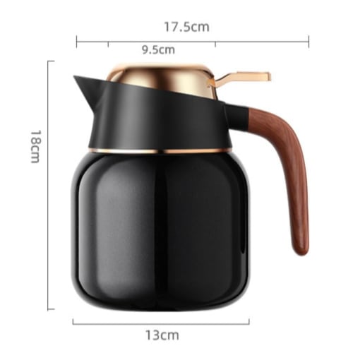 Thermos Insulated Teapot, Large Capacity, Tabletop Coffee Kettle, Tea Set, One-Button Thermos, Easy To Clean, Keeps Tea Hot or Cold, Ceramic Liner (Wh