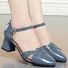 Fashion Women Fashion Black Patent Leather Square High Heel Shoes 2025 New Lady Casual Buckle Strap Comfort Office Work Shoes