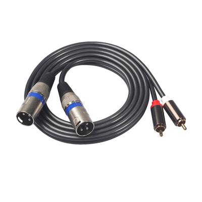 Dual RCA To Dual XLR 3Pin Male Audio Adapter Cable Metal Gold-plated Audio Cable