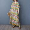 Ladies' V-neck Vintage Long Skirt Cotton Linen Dress