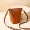 Genuine Leather Women'S Bag Retro Handmade Oil Wax Cowhide Bucket Bag Women'S Tote Bag Shoulder Messenger Bag