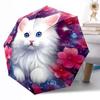 Flauschige Katze Fantasy Tragbarer Automatischer Regenschirm mit 8 Speichen Leichter Ganzjahres-Regenschirm für Reisen Outdoor-Zubehör