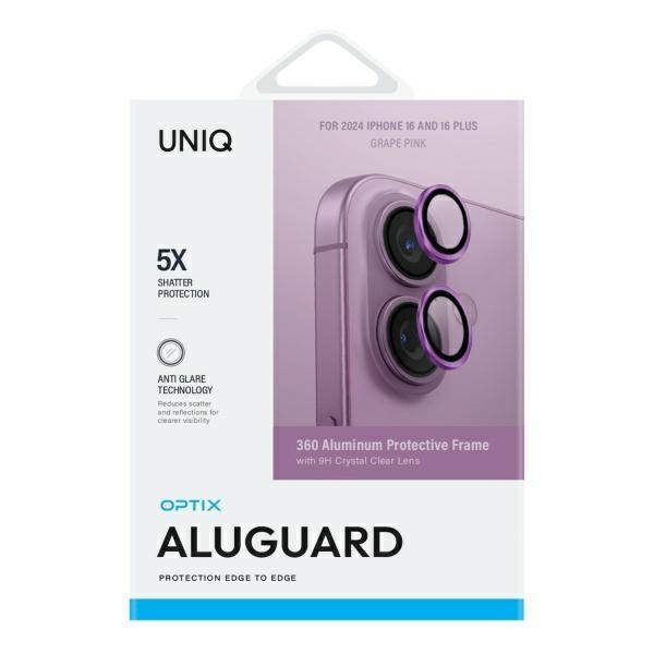 Uniq Optix Aluminium Camera Lensprotector Iphone 16 6.1 / 16 Plus 6.7 Grape Pink Szkło Na Obiektyw Aparatu Z Aplikatorem