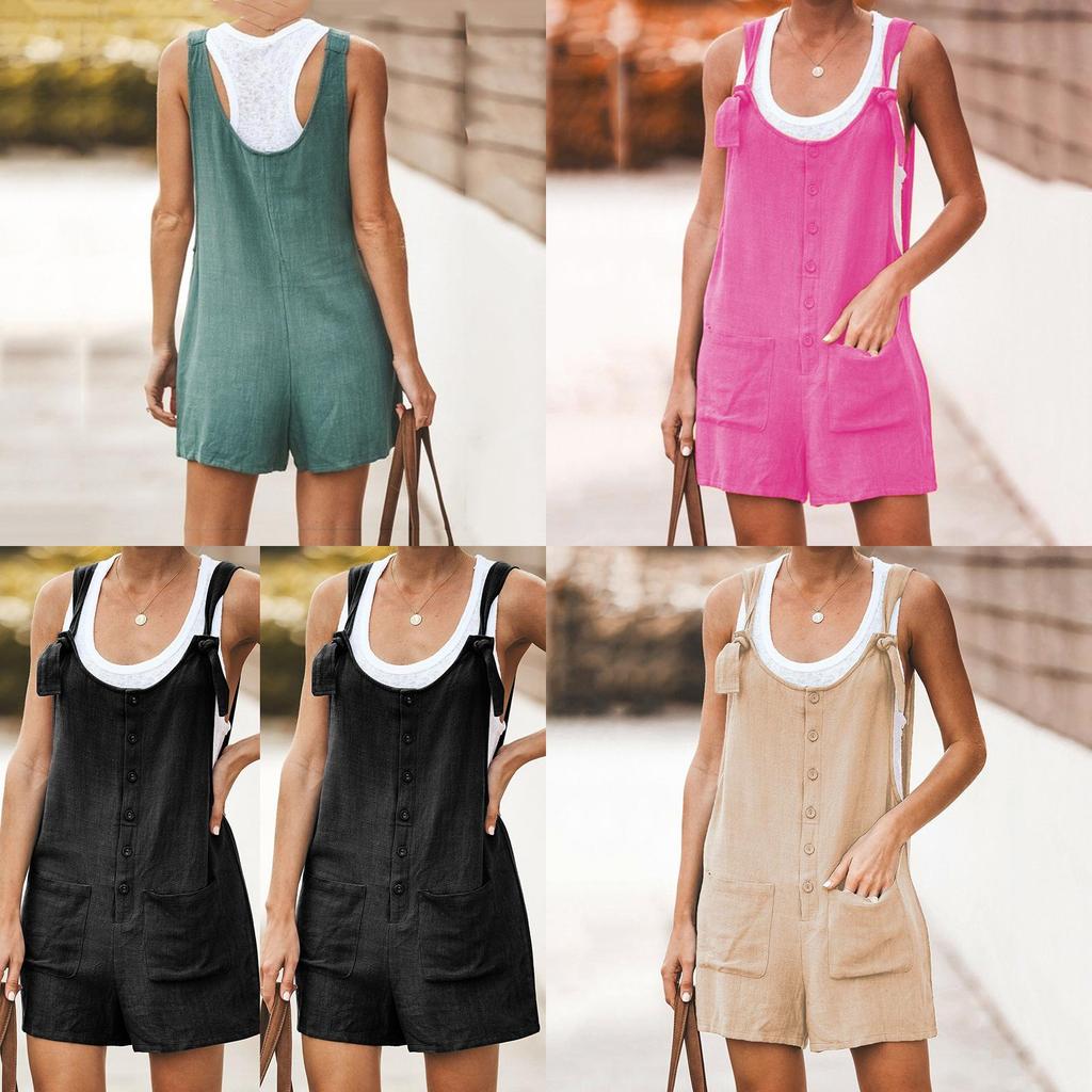 Comoda Salopette Senza Maniche da Donna con Tasche Pratiche Salopette Corta