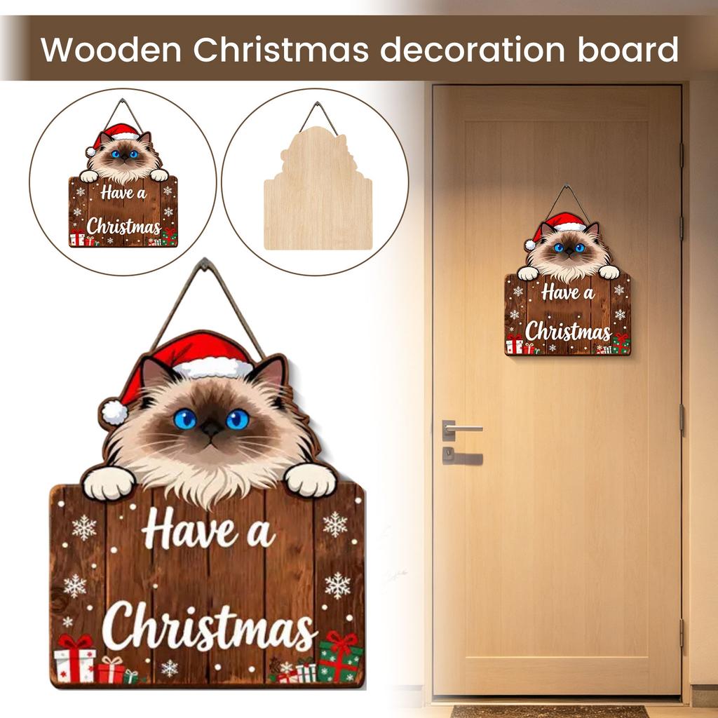 Wooden Christmas Ornament - Flat 2D Hanging Wood Decor for Christmas Tree, Holiday Party and Gift