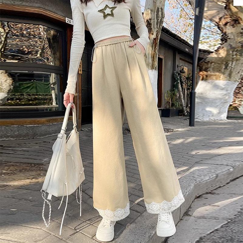 

#Беременность кружевные брюки девять точек кулиска без поддержки брюки для беременных прямые брюки широкие брюки уличные повседневные брюки 2XL хаки