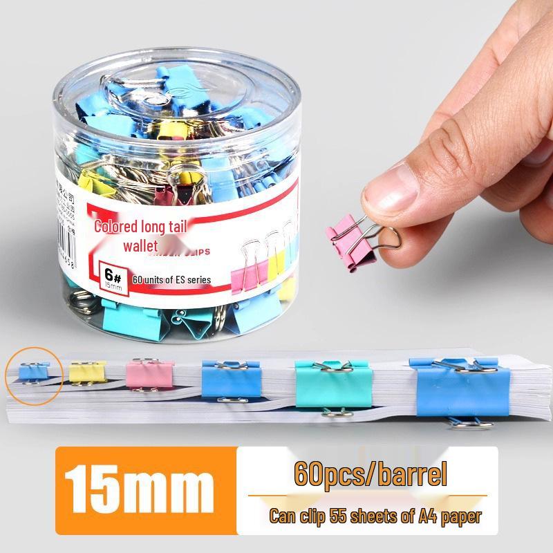Deli Color Swallowtail Document Clips for 1-6# - Large, Medium, Small Iron Clips