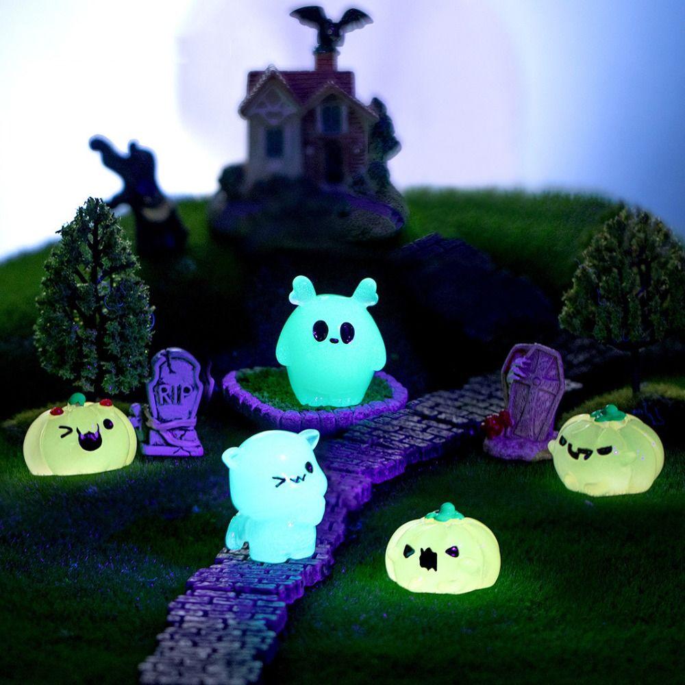 Craft Noctilucent Ghost Pumpkin Ornaments Halloween Luminous Miniature Figurines Car Decor