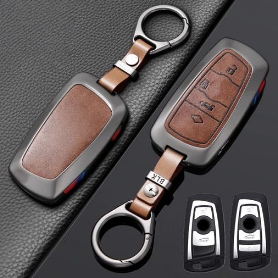 Zinc Alloy Leather Car Key Case Cover For BMW X3 X4 X5 F10 F15 M5 1 2 3 7 4 5 6