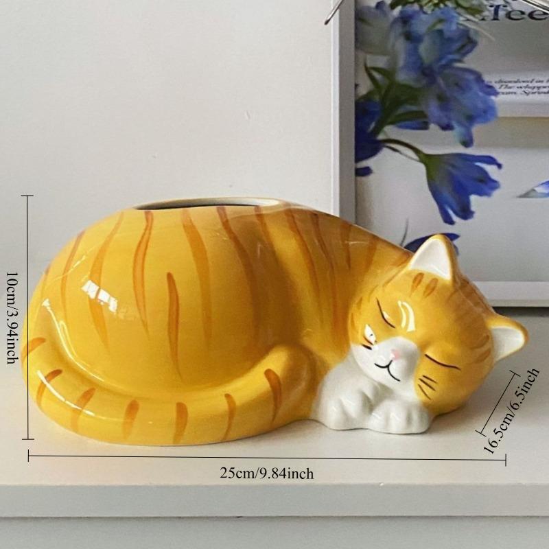 

Cute Cat Ceramic Tissue Box Decoration Living Room Entrance Dining Table Desktop Tissue Box Home Creative Decoration Ornament
