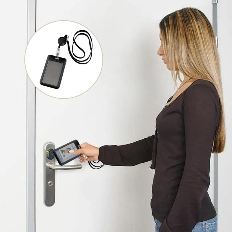 Portatarjetas Deslizante Portacarnet Retráctil de ABS con Cordón Desmontable para Puntos de Control de Seguridad y Eventos