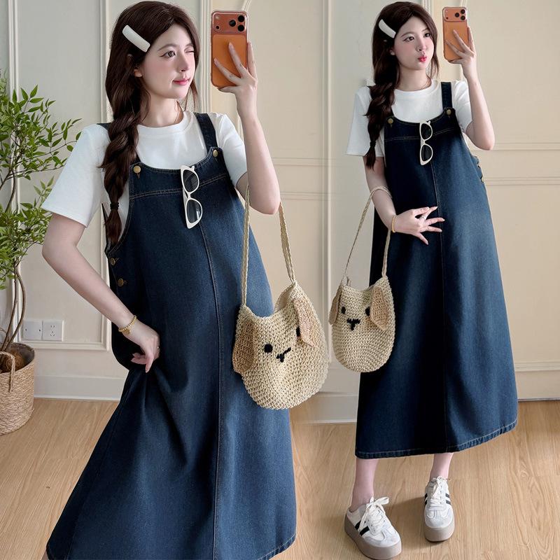 Korean Style Maternity Denim Overalls - Casual Summer Fashion Set