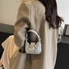 Mini Bow Buckle PU Bag Pu Leather Women's Shoulder Bag Trendy Silver Bucket Bag  Makeup Bag