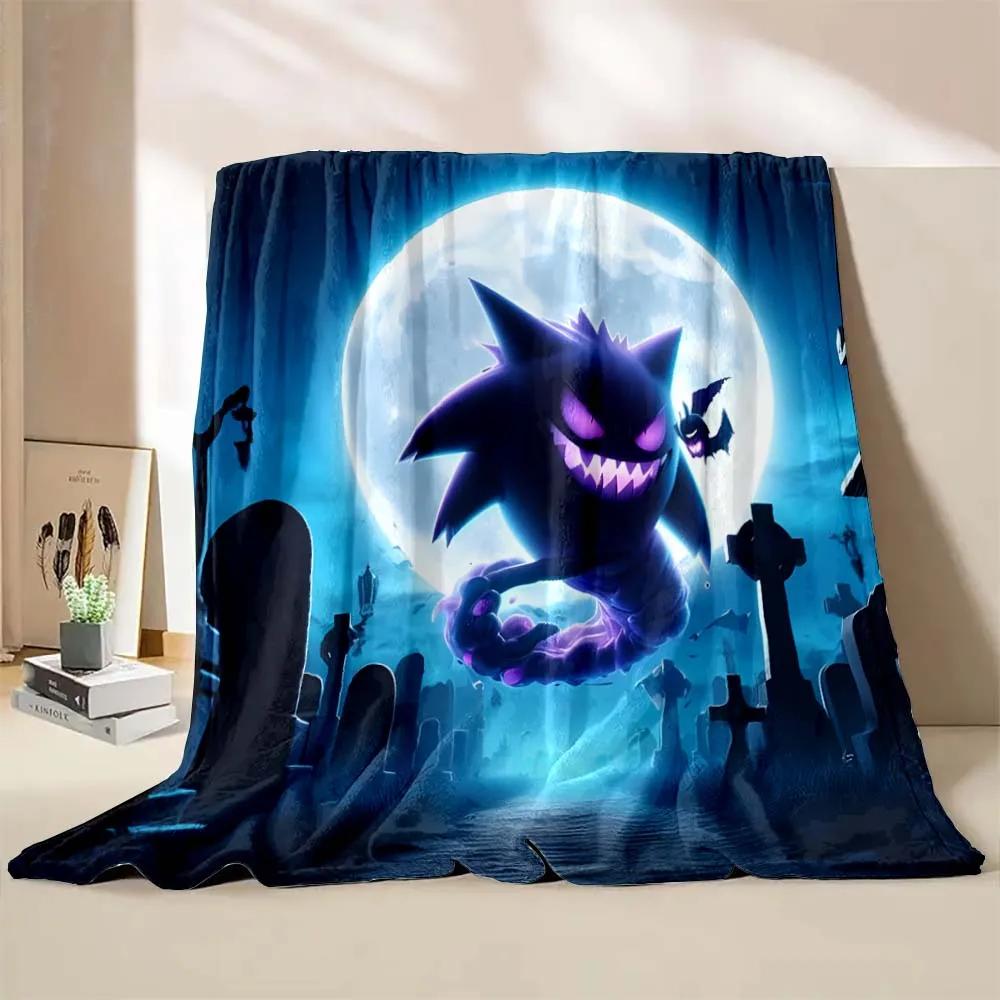 Halloween Gengar Printed Blanket Children Adult Blanket Soft and Warm Bedding for Bed Sofa Outdoor Travel Cover Blanket