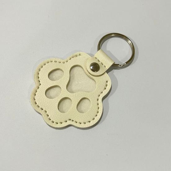 Faux Leather Pet Hair Keychain Dog Cat Claw Shape Souvenir