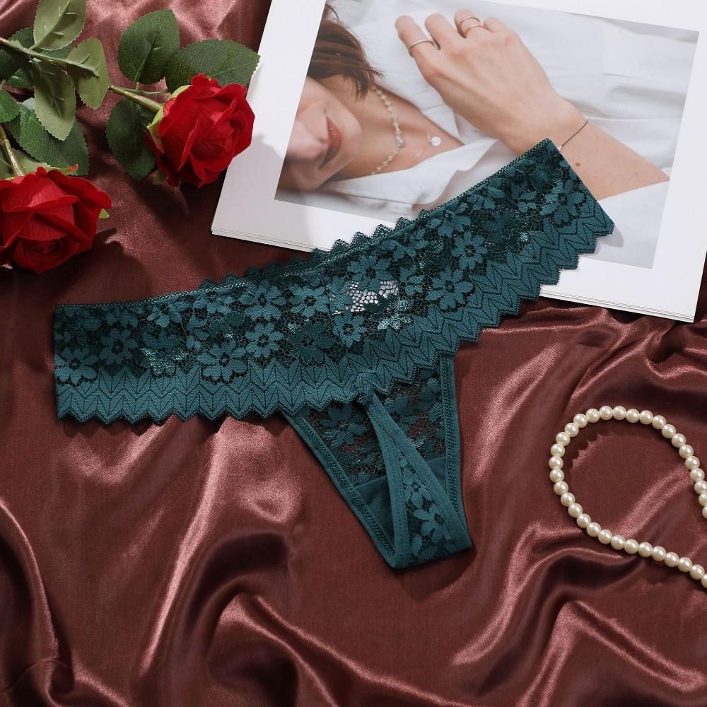 Low Waist Lace Flower Women Thong Sheer Lace T-Back Panties Fashion Sheer Mesh Lace Briefs  Ladies