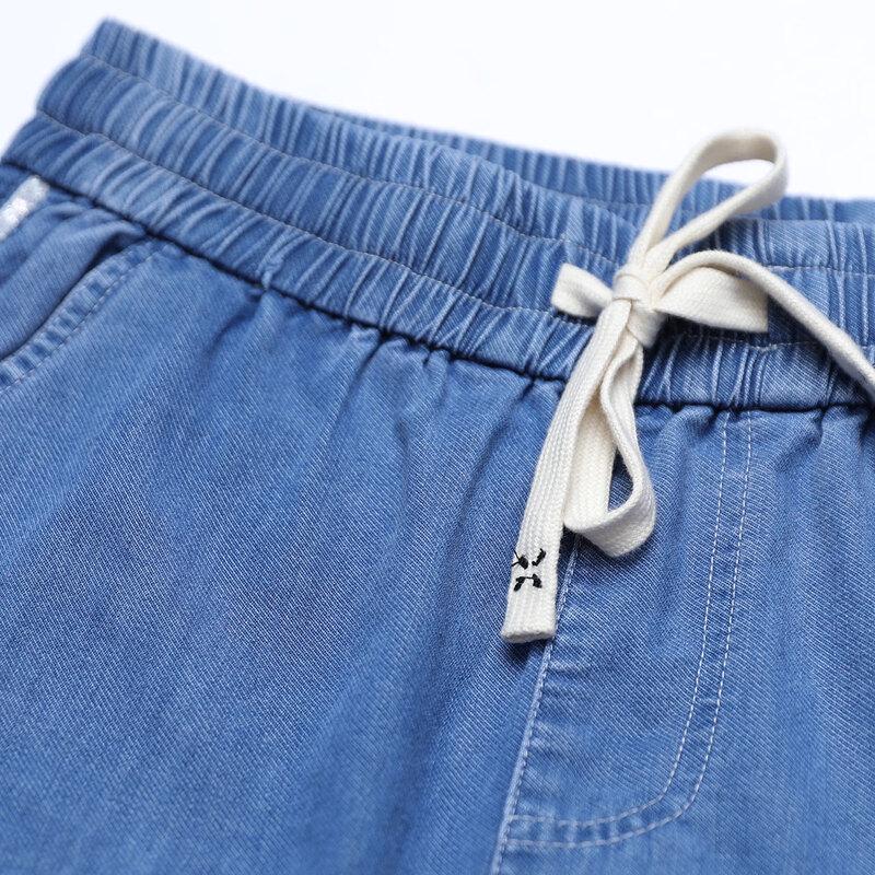 Pastel Women's Summer Elastic Waist Thin Casual Jeans