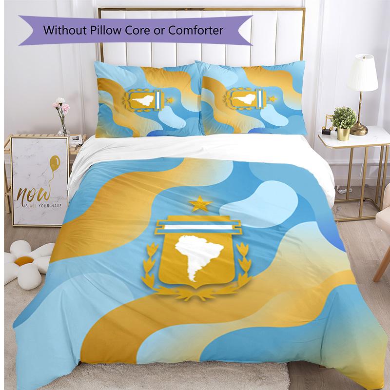 Set Biancheria da Letto Stampata Calcio Argentina 3 Pezzi Copriletto Traspirante Accogliente come Regalo per Inaugurazione Casa o Festa
