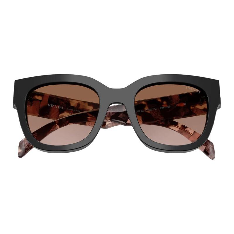 Prada Essential Series Simple Fashion Design Acetate Square Sunglasses Women's Black