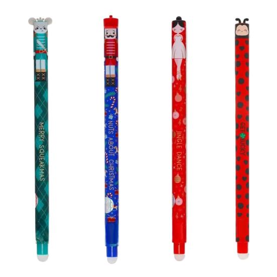 Penna Gel Cancellabile con Gomma Riutilizzabile Design Carino Coccinella Portafortuna Penna Scrittura Fluida Penna Cancellazione Pulita per Scuola Ufficio