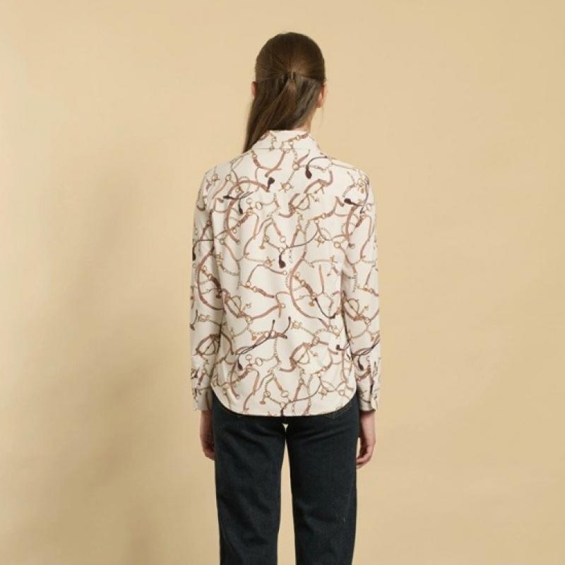 BCBG Belt Chain Print Blouse B6s2b425