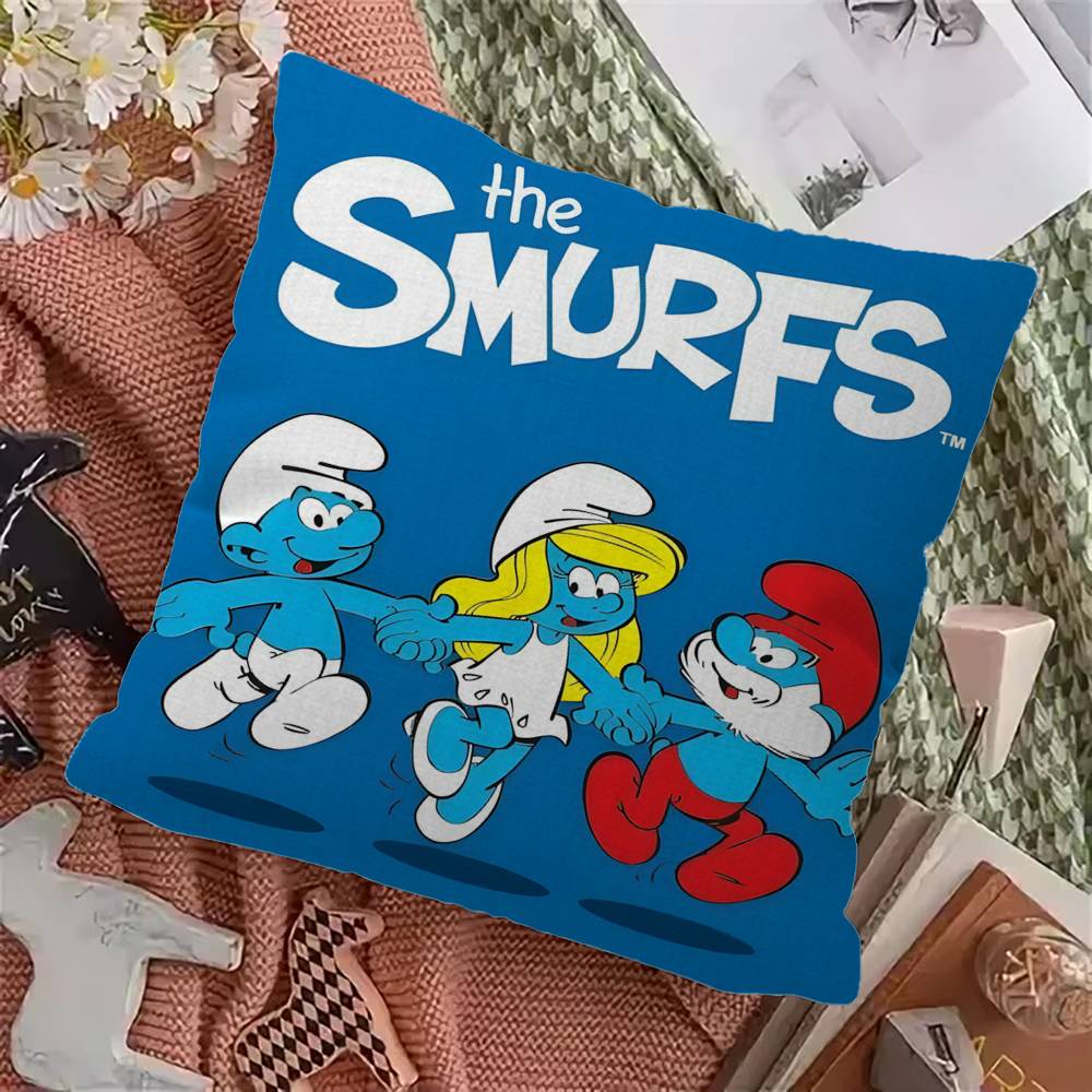 Cartoon Cute SSmurfs Decorative Room Aesthetics Pillow Case Home Decor Bedroom Sofa Bed Couch Pillow Cover x