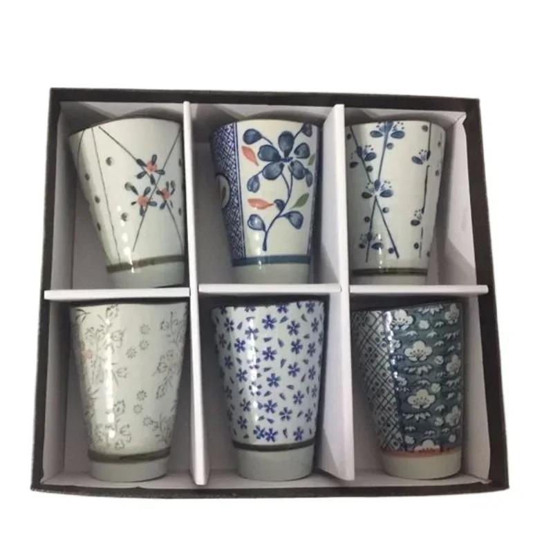 6pcs High Capacity 250ml Traditional Chinese Style Handpainted Ceramic Teacup China Porcelain Large Coffee Tea Cups