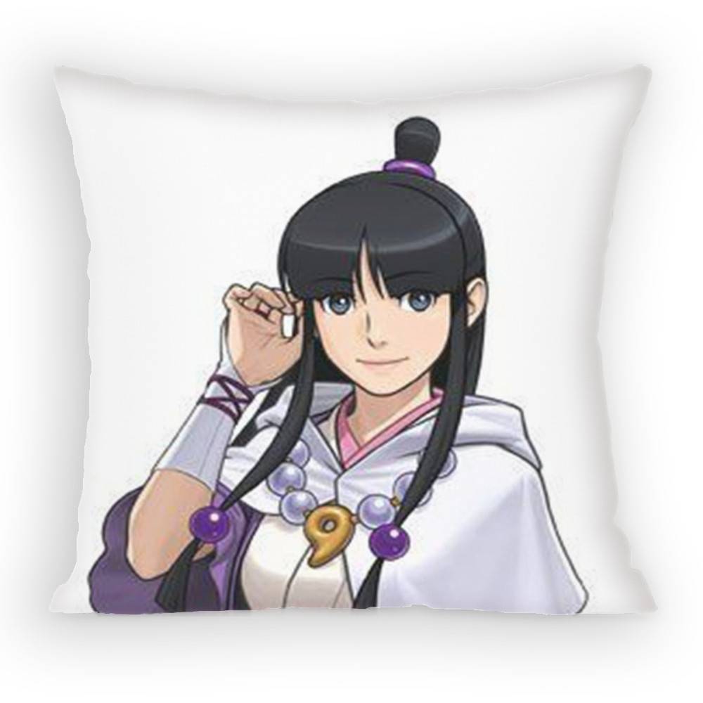 Ace Attorney Maya Fey Pillow Case Anti-Dustmite Pillowcase Invisible Zipper Silky Short Plush Sofa Cushion Cover