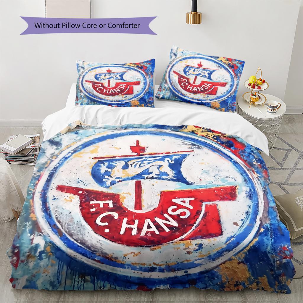 Lufthansa team Pattern Bedding Home Decoration Birthday Gift (1 * duvet cover + 2 * pillowcase, without core)