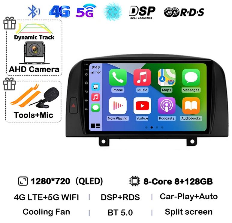 Android 14 Carplay 4G+WIFI Car Radio For Hyundai SONATA NF 2004 2005 2006 2007 2008 GPS Autoradio Multimedia Video Player Stereo