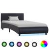 VidaXL Bed Frame with LED Black Faux Leather 90x200 Cm 285480