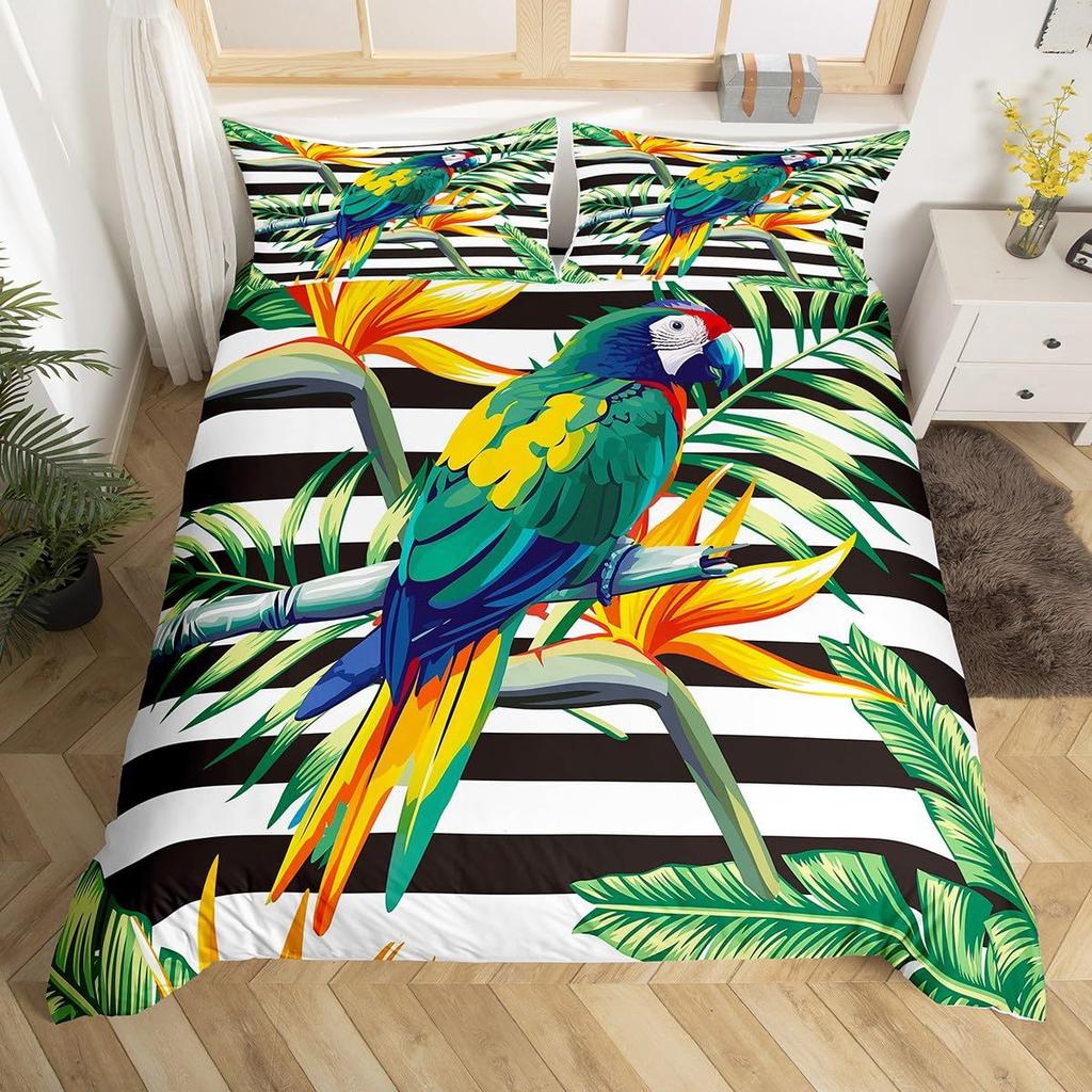 Watercolor Red Hibiscus Flower Pattern Three-Piece Quilt Cover Digital Printing Bedding Set Bed Cover