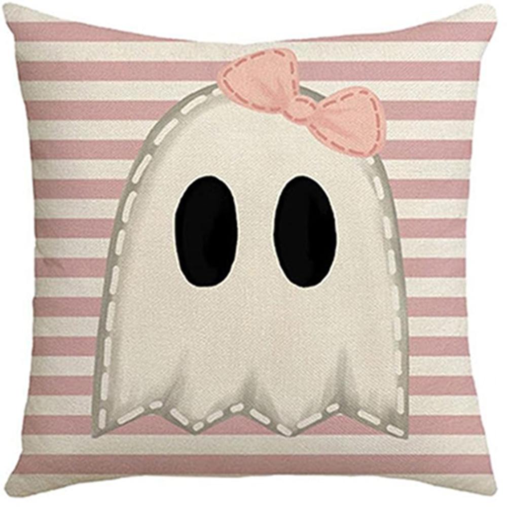 Adorable Pink Halloween Pillowcases: Ghosts, Pumpkins, And Spooky Vibes! Sofa Cushion Cover, Holiday Party Decoration, Gift
