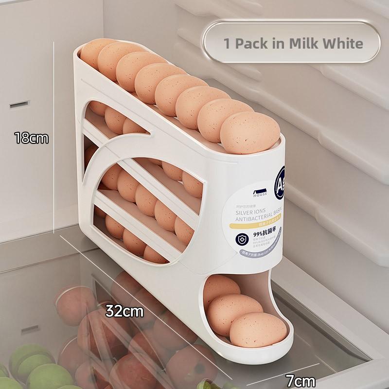Kitchen Egg Storage Box Rolling Double Mouth Multi-layer Slanted Mouth Automatic Egg Roller Refrigerator Egg Tray Freshness P...