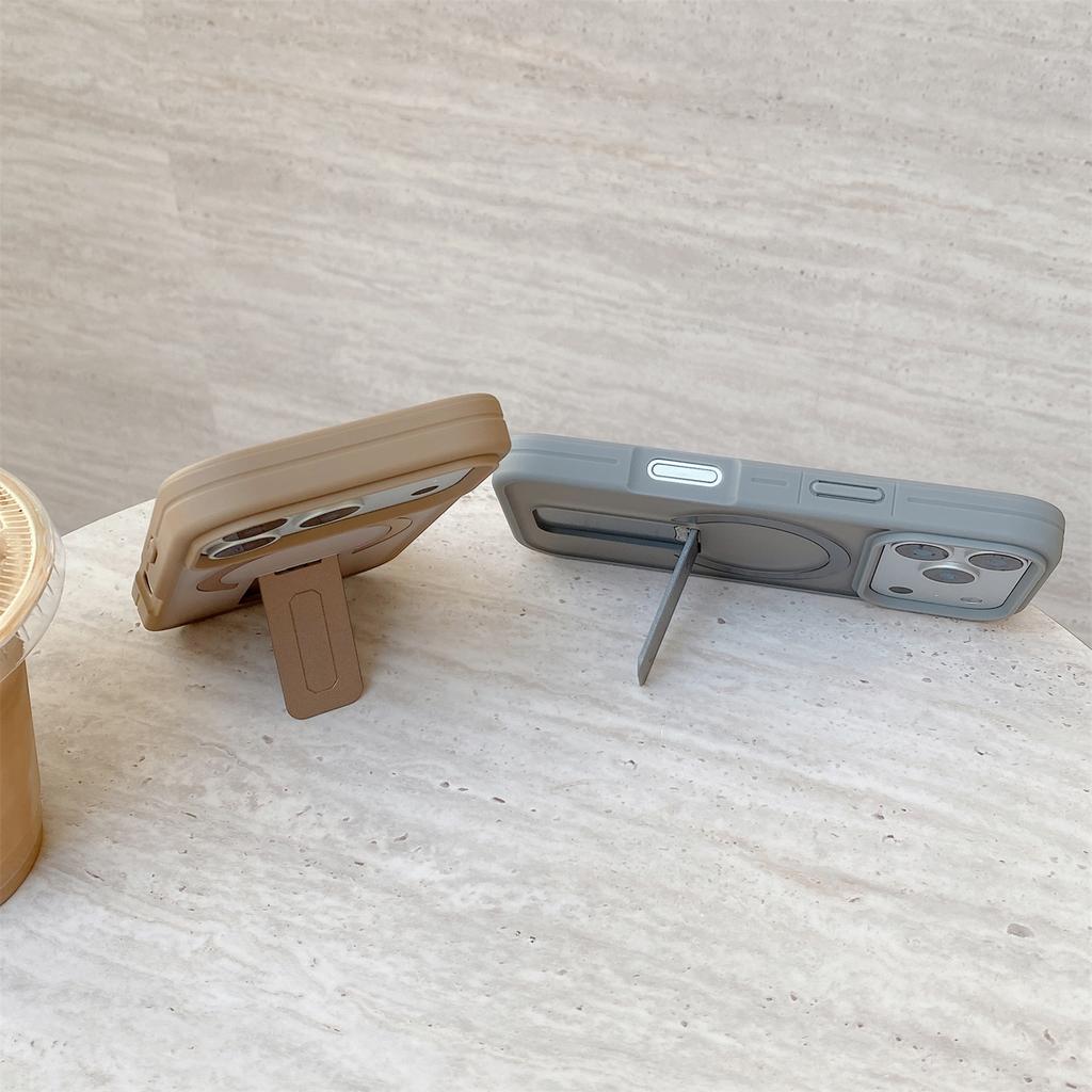 For iPhone 17 16 15 14 13 12 11 Pro Max Plus Cover Matte Clear High Quality Luxury Magsafe Folding Stand Magnetic Phone Case