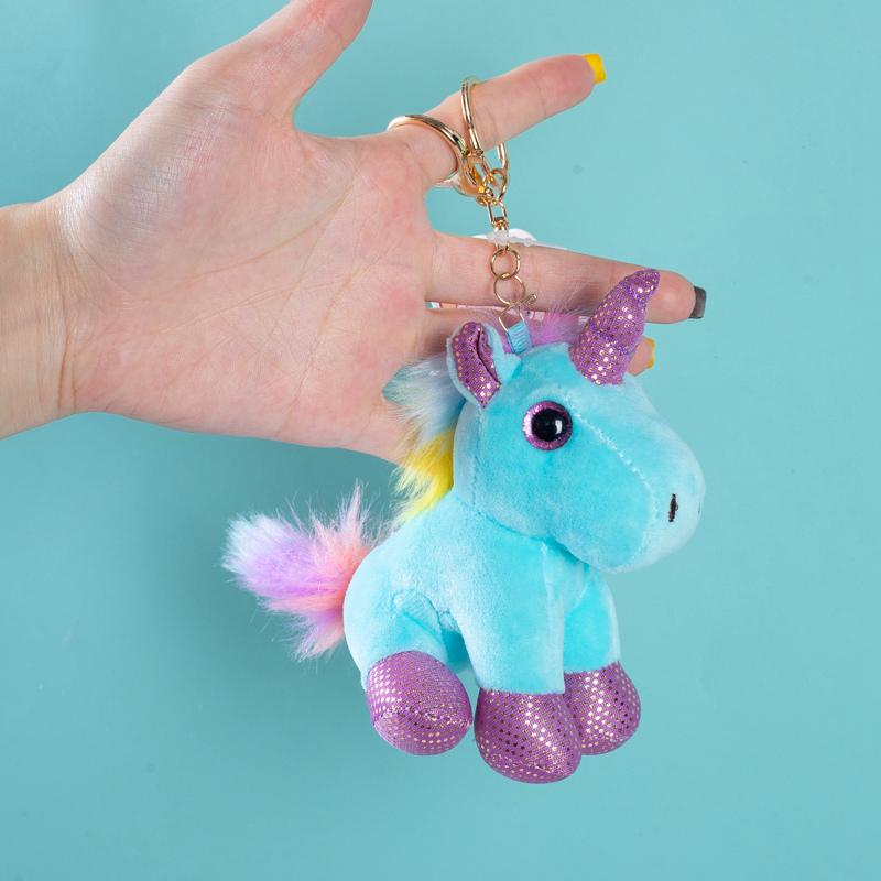 Unicorn Theme Hanging Pendants Soft Stuffed Plush Toys Cute Rainbow Horse Keychian Backpack Charm Gifts For Girls Birthday
