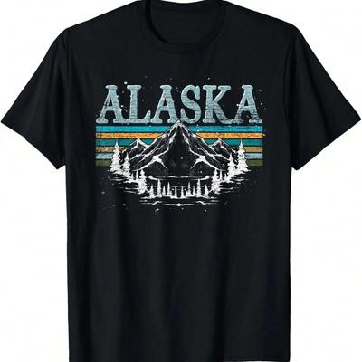Landscape Mountain Hiking Forest Wilderness Retro Alaska T-Shirt