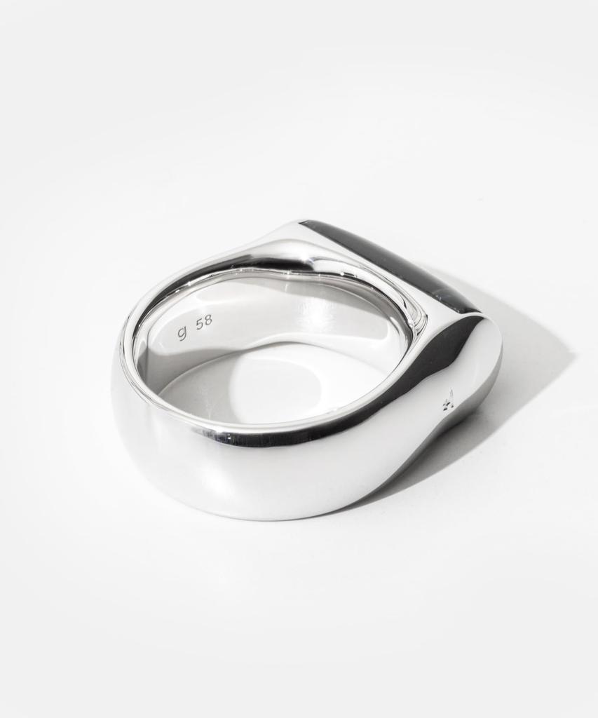 Tom Wood Hawk Eye Crest Ring aus recyceltem Sterlingsilber 925 mit recyceltem weißen Rhodium Blauer Falken-Falke Marke 58 Japanische Größe 18 Plattierung, Auge,