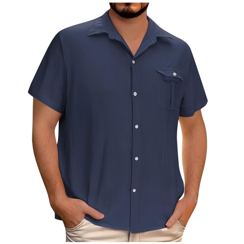Men's Casual Short-Sleeve Collared Shirt For Spring/Summer