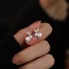 S999 Sterling Silver Zirconia Pearl Cherry Stud Earrings for Women - Elegant and Versatile