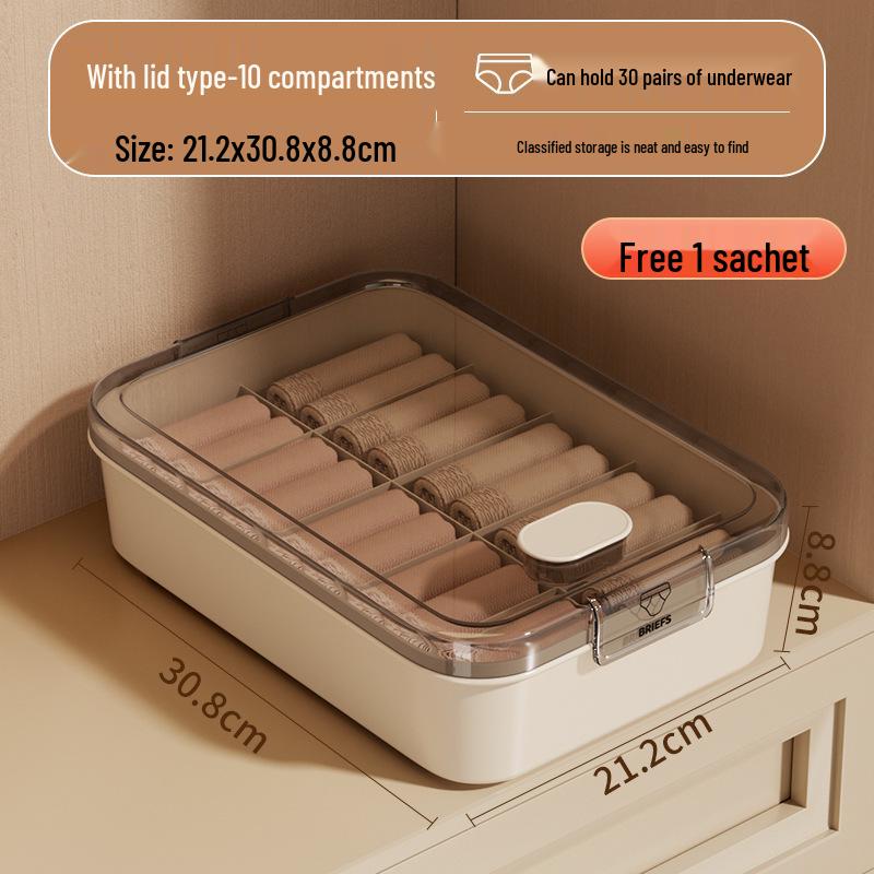 Drei-in-Eins Intimwäsche-Organizer: Unterwäsche-, Slips- und Socken-Aufbewahrungsbox mit Fächern, Deckel und Duft