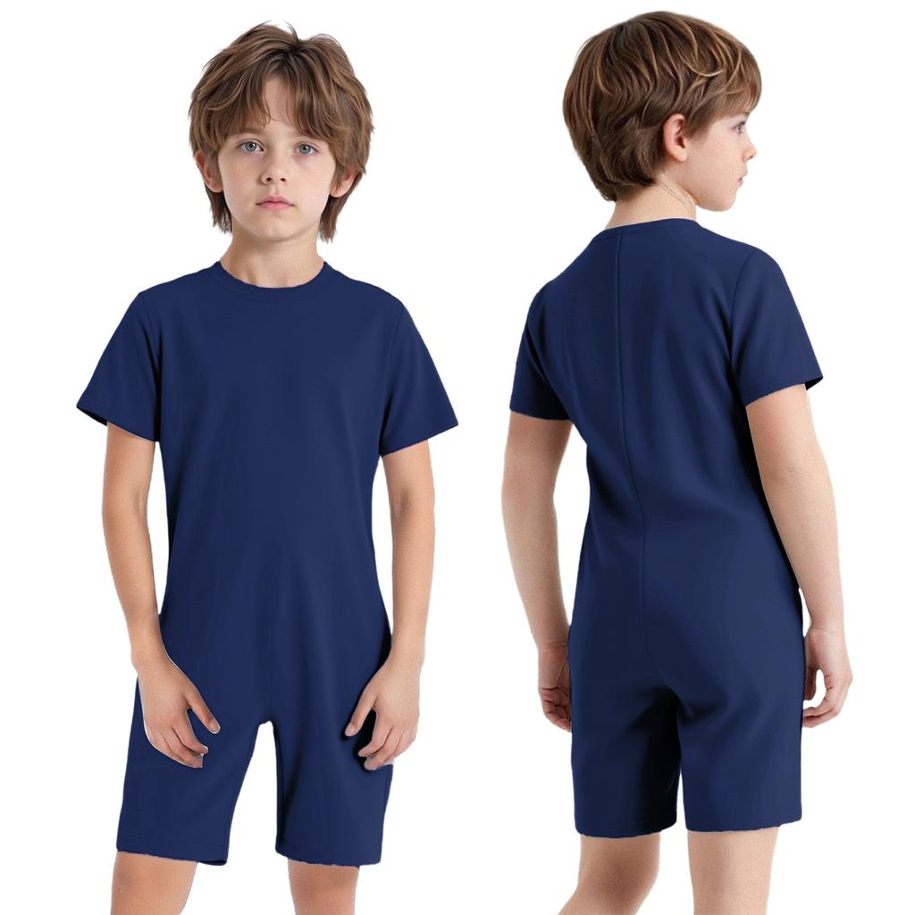Special Needs Adaptive Clothing for Children Girls Boys Anti-Strip Romper Short Sleeve Zip Back Jumpsuit
