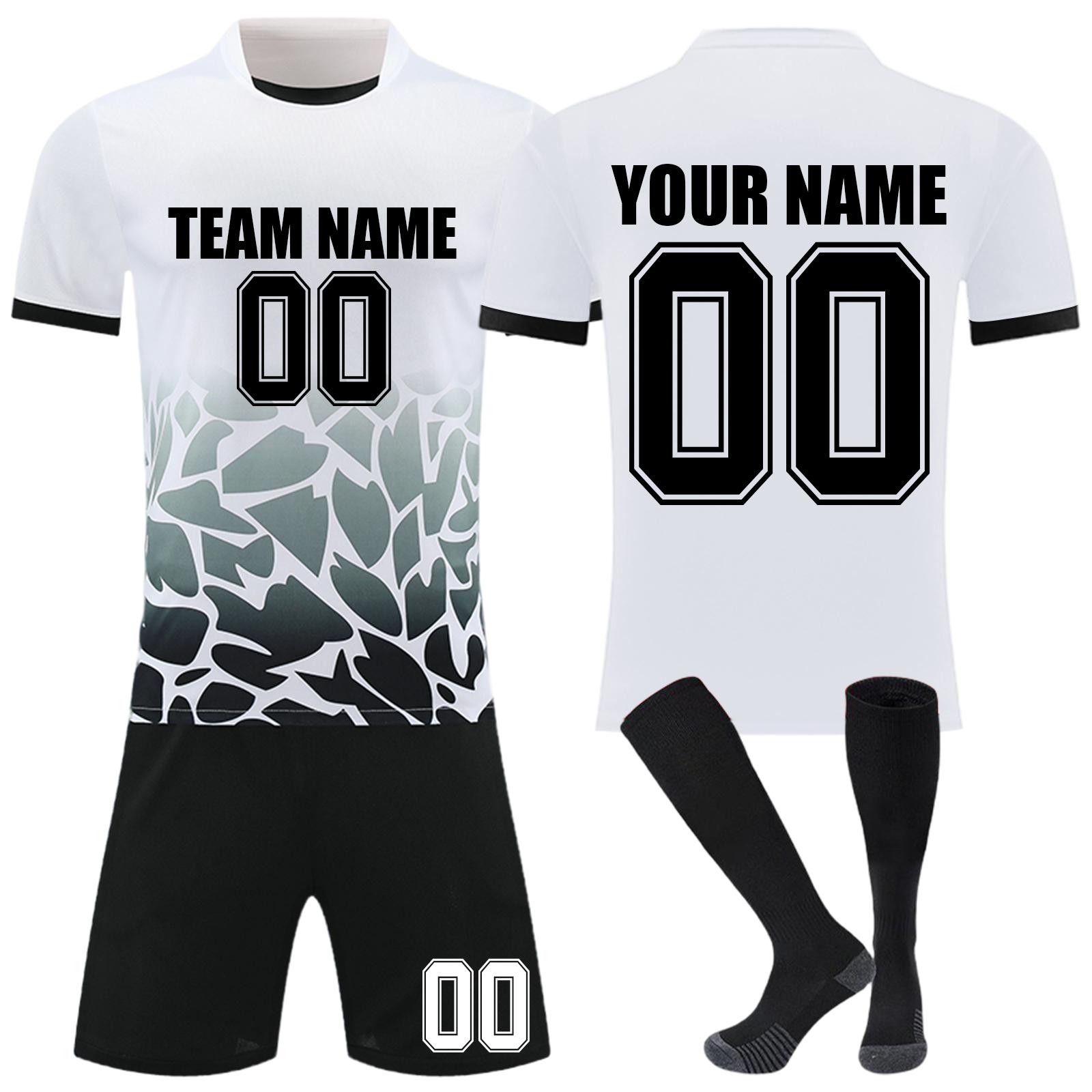 

Men Soccer Uniform Set Short Sleeve Jersey and Shorts with Abstract Print Sportswear Kit for Training Match Team Use XL білий