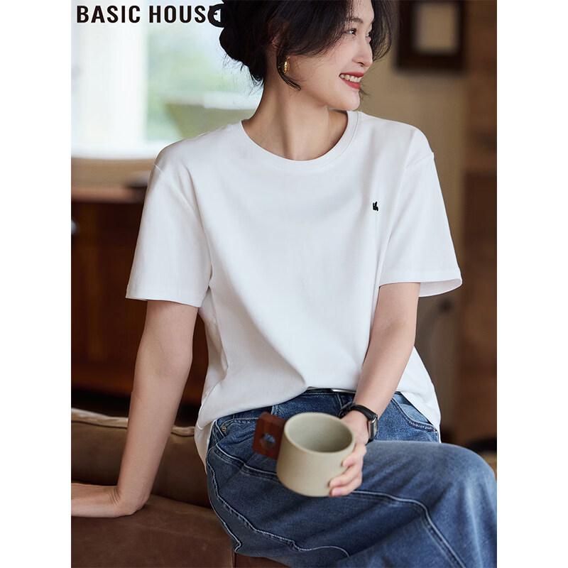 

Basic House Women s Round Neck Short Sleeve T-Shirt One Size