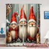 2pcs,Curtains Cute Gnomes Forest Winter Snow Popular Creative Curtains Versatile Durable Polyester Curtains Decorations Use for