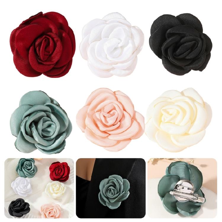 Stoff-Rosenblüten-Broschen-Nadeln Modeschmuck Cardigan Hemd Corsage Abzeichen-Nadel Sicherheitsnadeln für Damen Accessoires