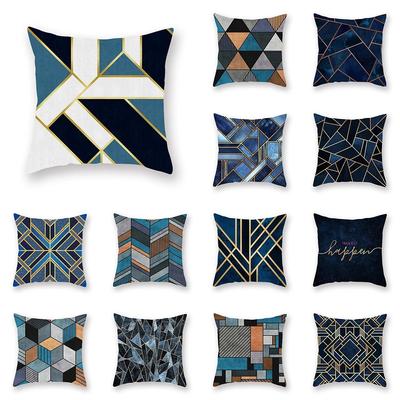 Retro Blue Printed Pillowcase Car Ornaments Office Living Room Sofa Home Pillowcase