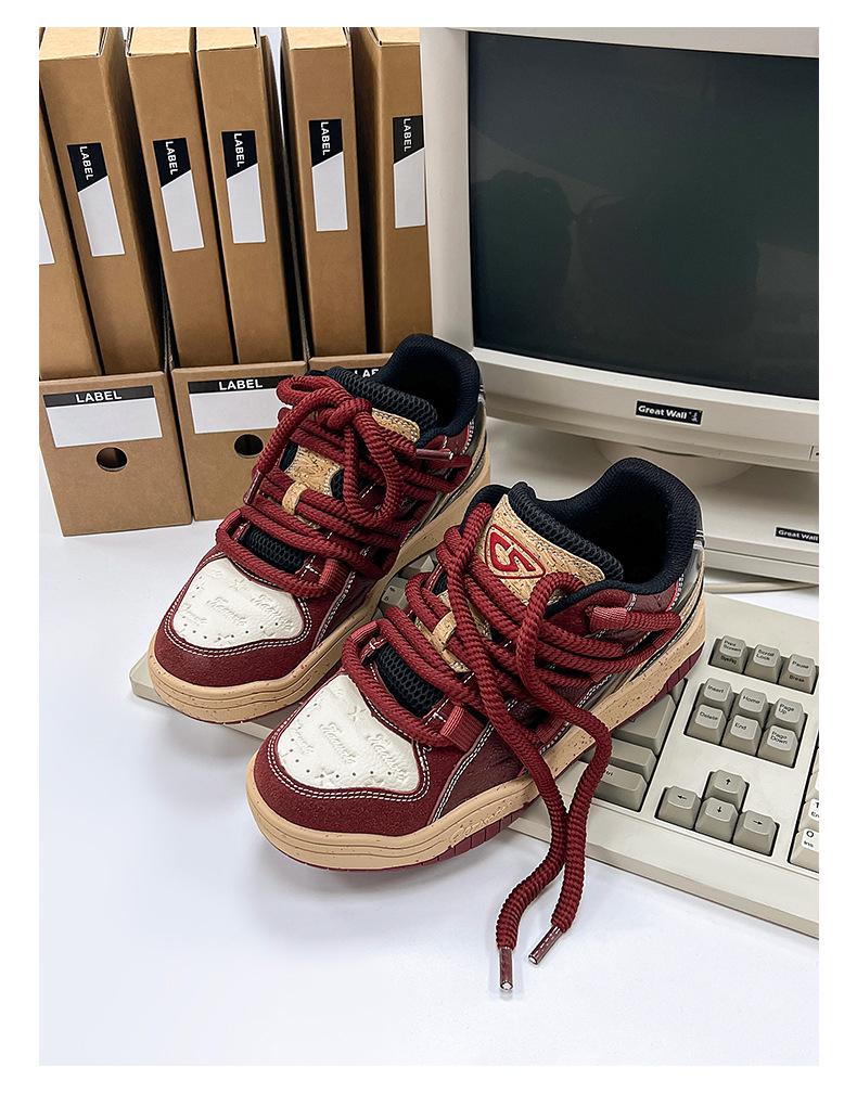 Sofa & Cat / Guochao Dreadlocks Wine Red Unisex Casual Low-Top Sneakers