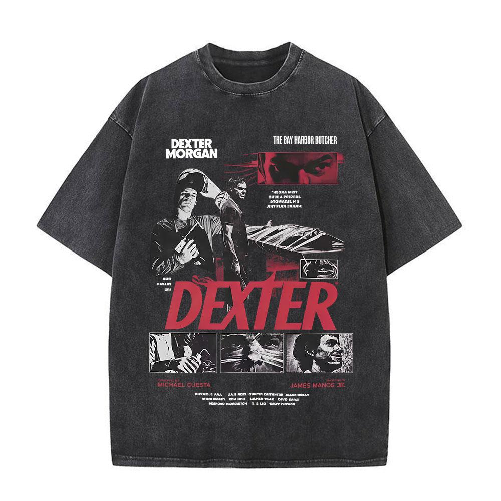 Tv Play Washed Vintage Dexter Morgan Graphic Tshirts Mens Women Clothing Casual Short Sleeve T Shirts Fashion Gothic Tshirt